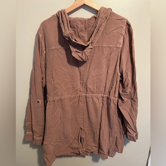 Torrid Twill Anorak Jacket Women's Pink Hooded Cotton Zip Waist Drawstring - Picture 11 of 13